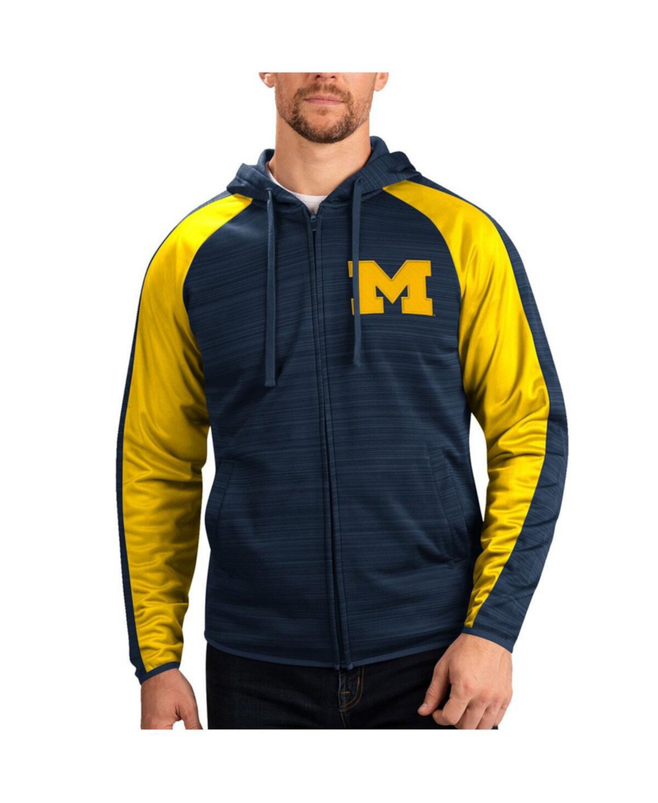 Мужская толстовка Michigan Wolverines Neutral Zone на молнии с капюшоном и длинными рукавами G-III Sports