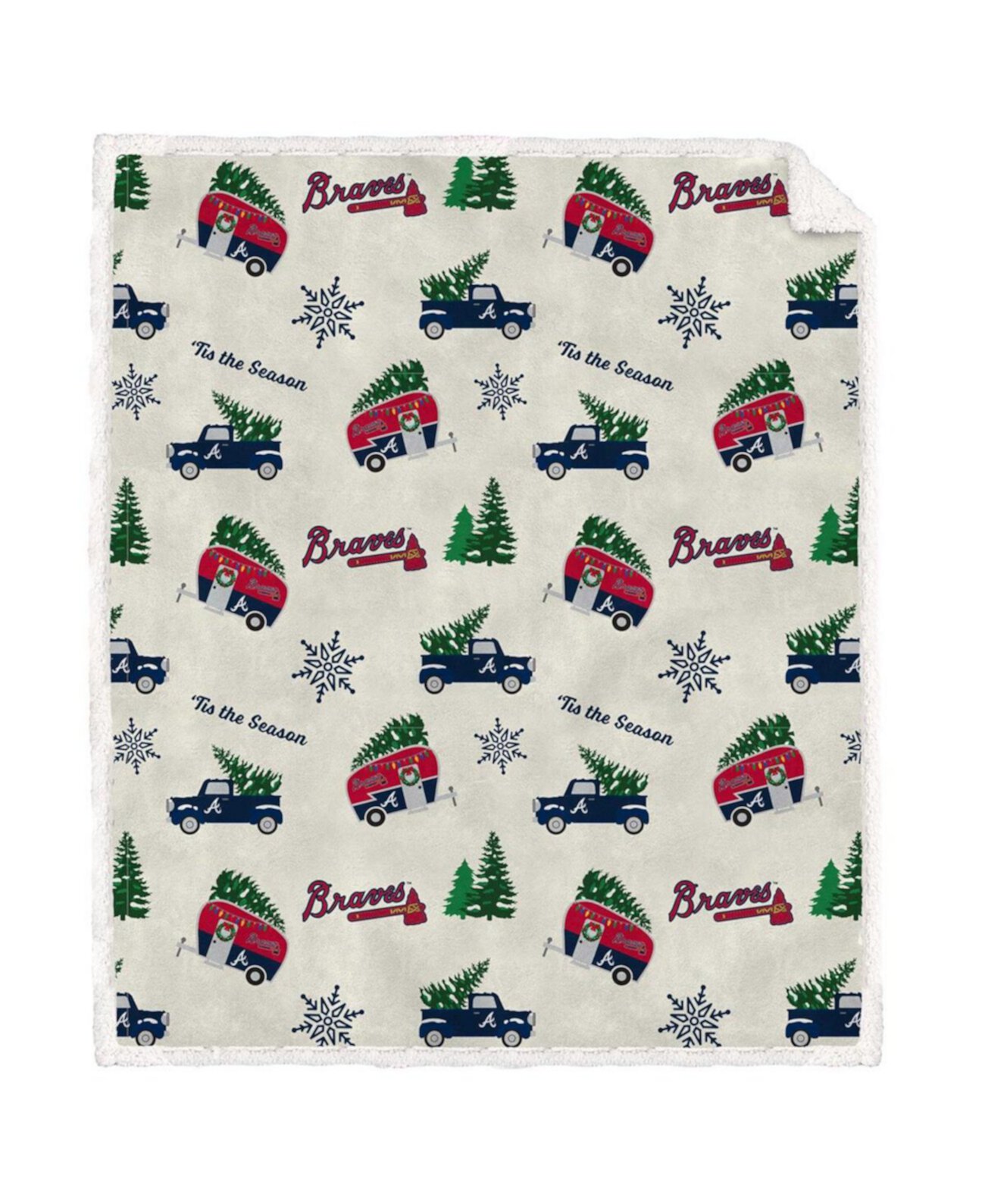 Atlanta Braves Holiday Truck Повторное фланелевое флисовое одеяло из шерпы размером 50 x 60 дюймов Pegasus Home Fashions