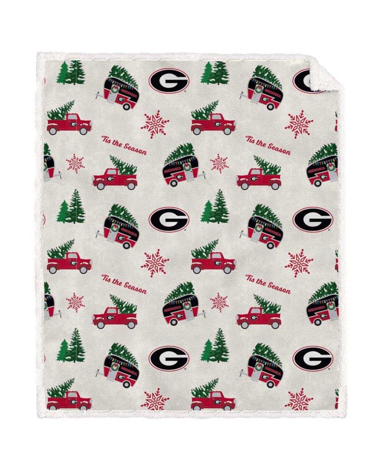 Фланелевое флисовое одеяло из шерпы с повторением 50 x 60 дюймов Georgia Bulldogs Holiday Truck Pegasus Home Fashions