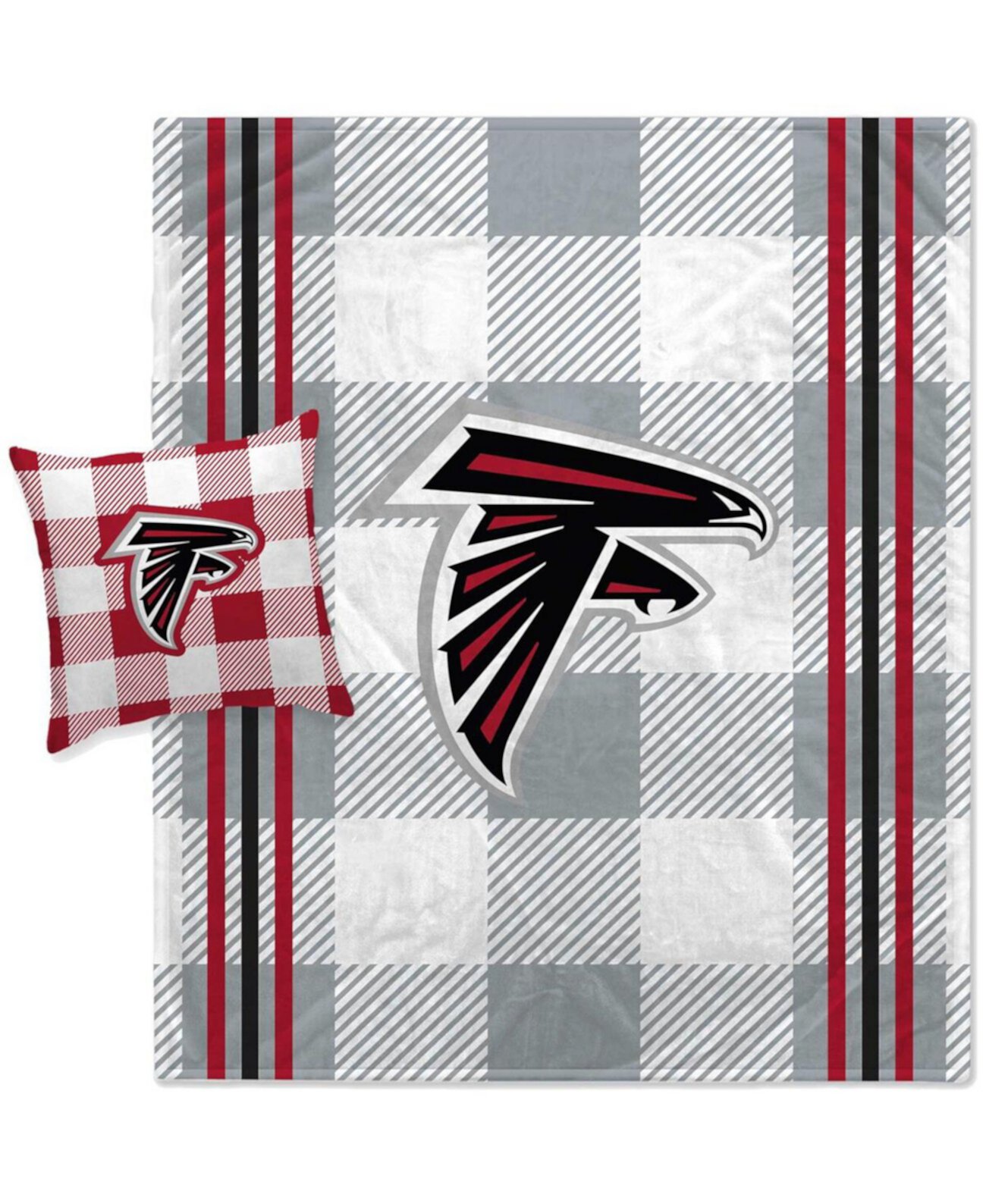 Комбинированный комплект из одеяла и подушек в серую клетку Atlanta Falcons Pegasus Home Fashions