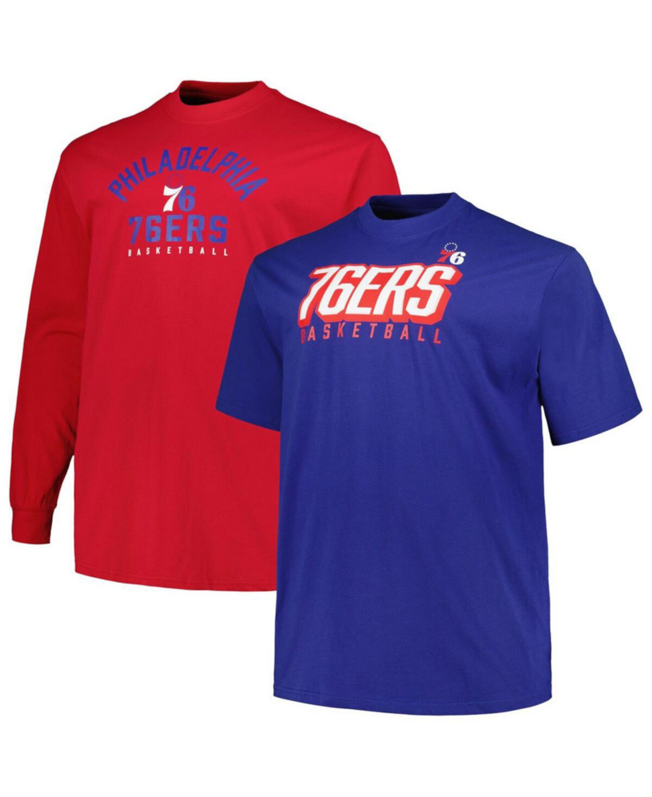 Мужской комплект футболок с короткими и длинными рукавами Royal, красный Philadelphia 76ers Big and Tall Fanatics