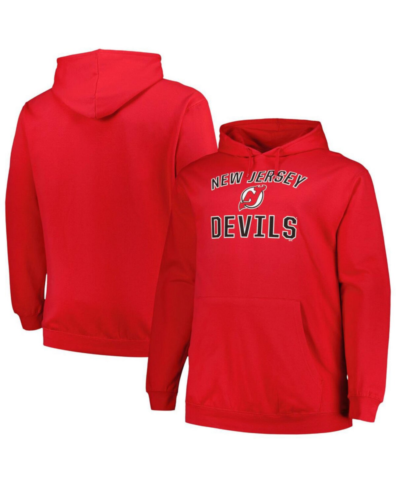 Мужской красный пуловер с капюшоном New Jersey Devils Big and Tall Arch Over Logo Profile