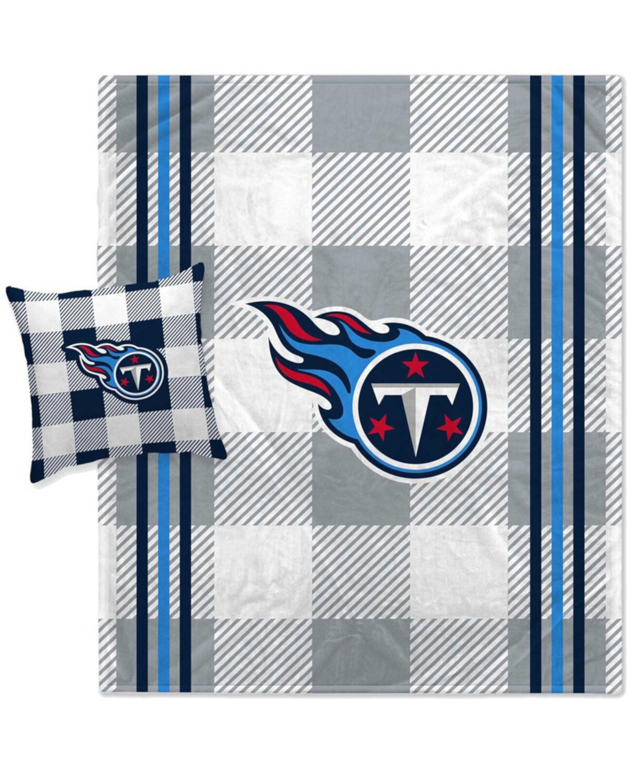Серый комплект из одеяла и подушек Tennessee Titans в серую клетку в полоску Pegasus Home Fashions