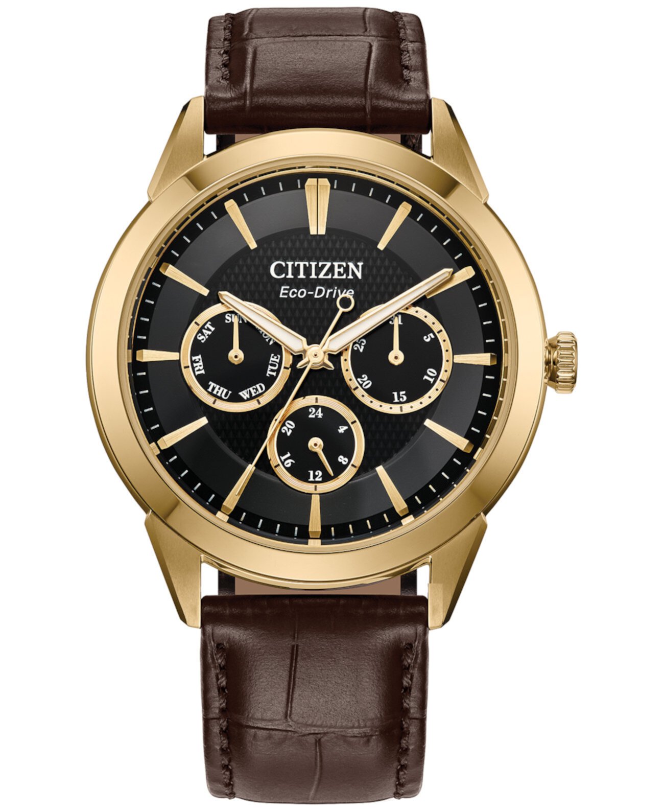 Мужские часы Eco-Drive Rolan с коричневым кожаным ремешком, 40 мм Citizen