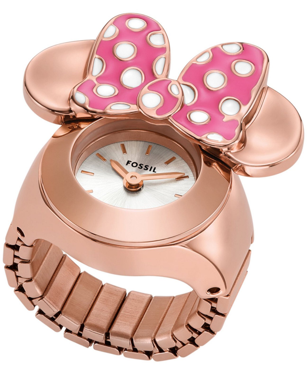 Женские часы Disney x Fossil Limited Edition, двуручное кольцо из нержавеющей стали цвета розового золота, 16 мм Fossil