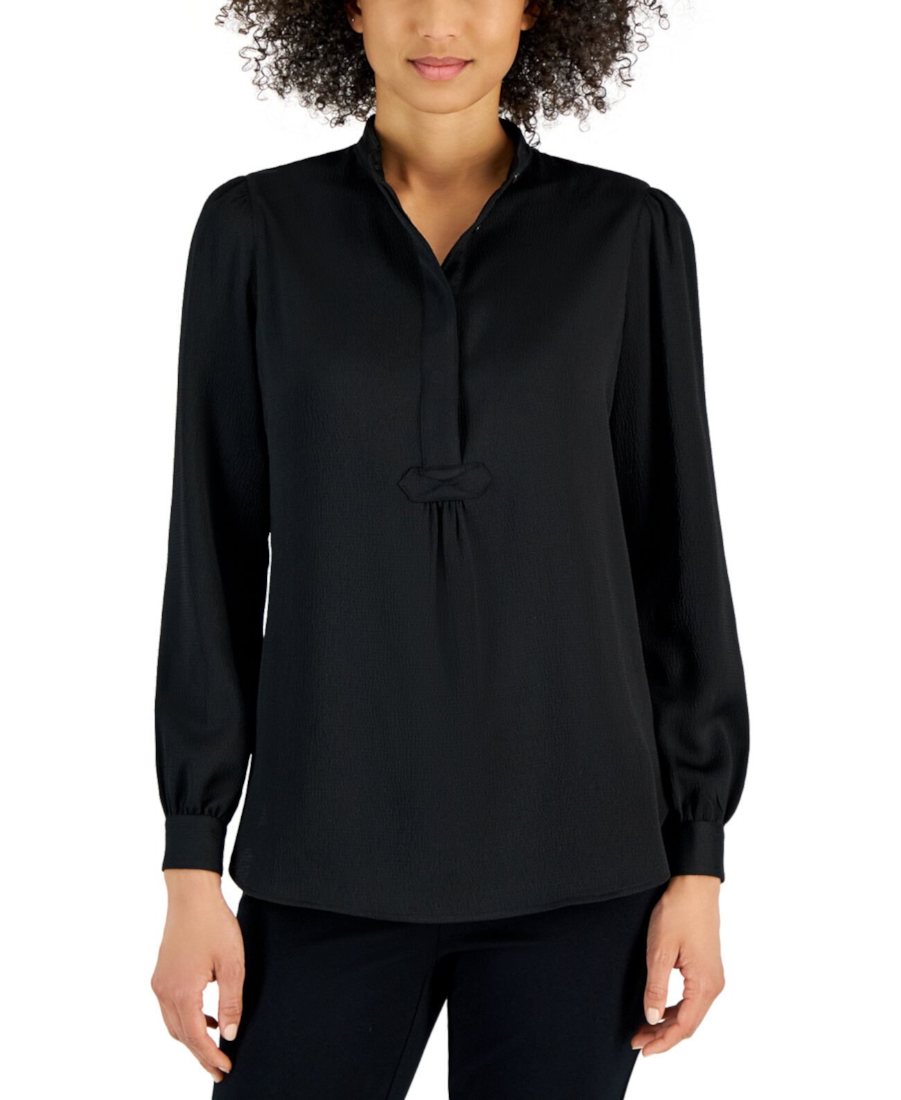Женская фактурная блузка с высоким воротником Anne Klein