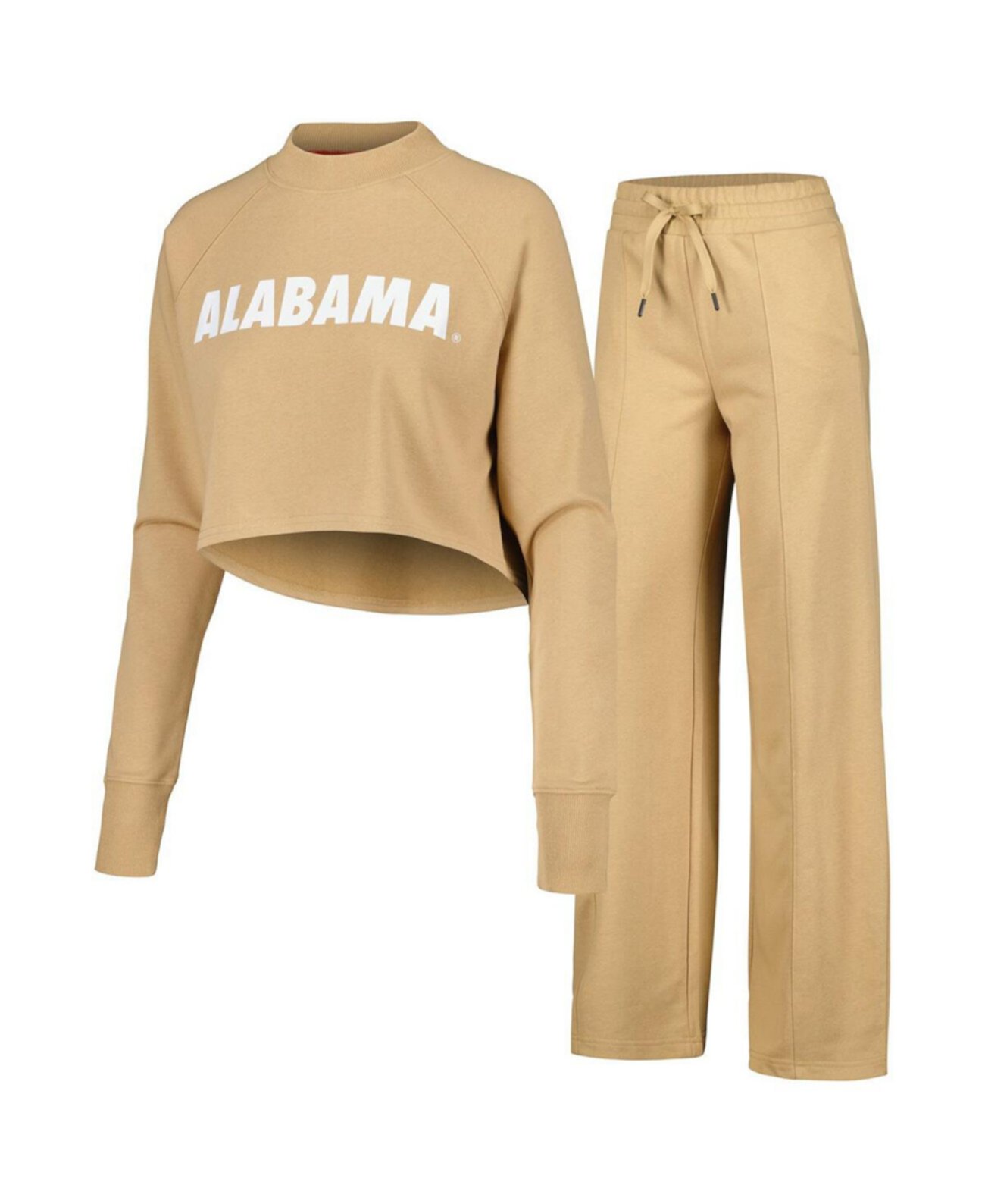 Женский комплект из укороченного свитшота и спортивных штанов светло-коричневого цвета Alabama Crimson Tide реглан Kadyluxe
