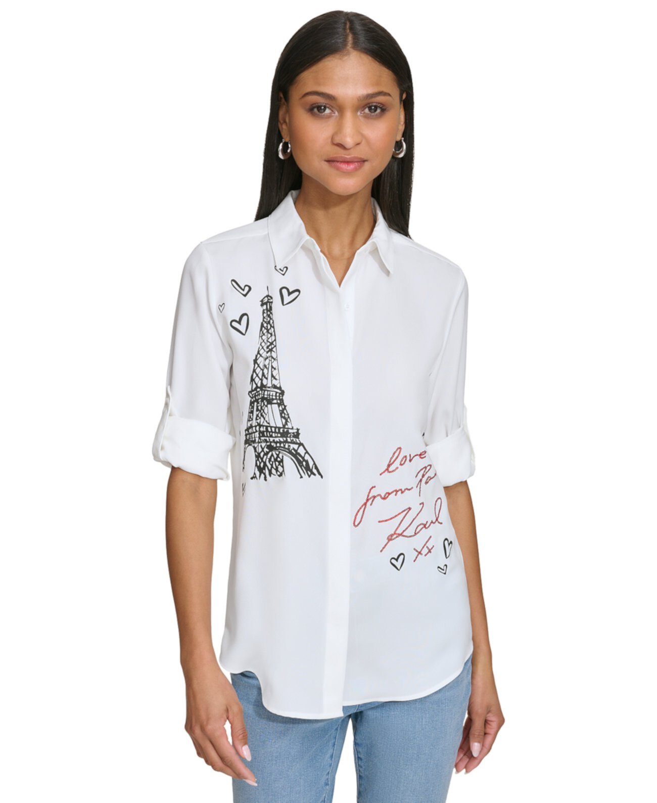 Женская рубашка с принтом Любовь из Парижа Karl Lagerfeld Paris Karl Lagerfeld Paris