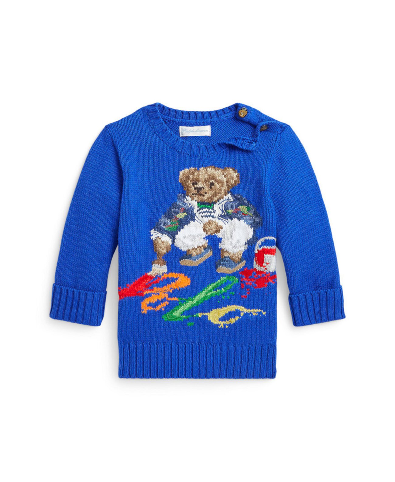 Хлопковый свитер-поло с медведем для маленьких мальчиков Polo Ralph Lauren