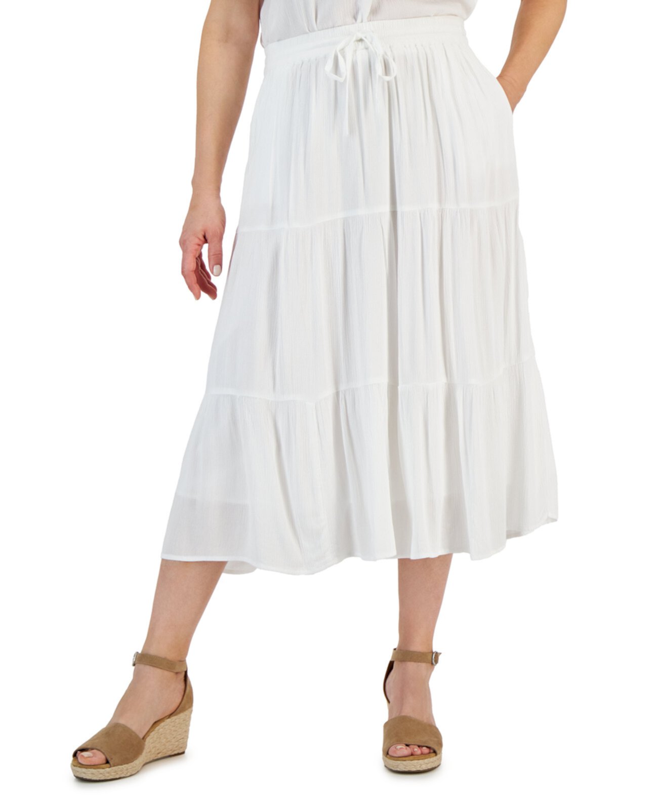 Женская ярусная юбка-миди на шнурке, созданная для Macy's Style & Co
