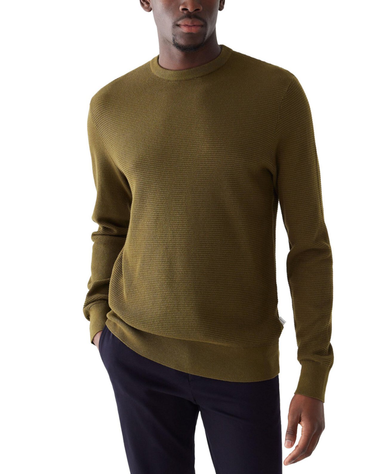 Мужской хлопковый свитер с круглым вырезом и вафельным узором FRANK AND OAK