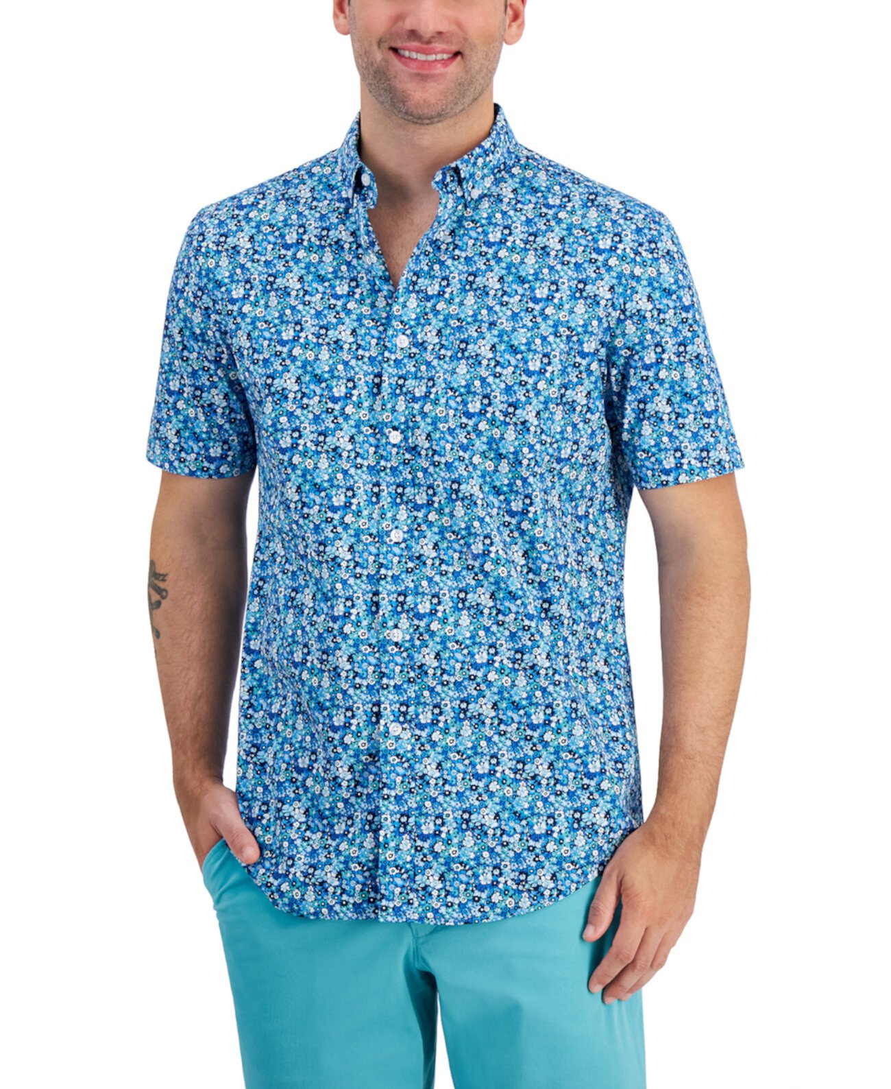 Мужская рубашка из эластичного поплина на пуговицах Mora стандартного кроя, созданная для Macy's Club Room