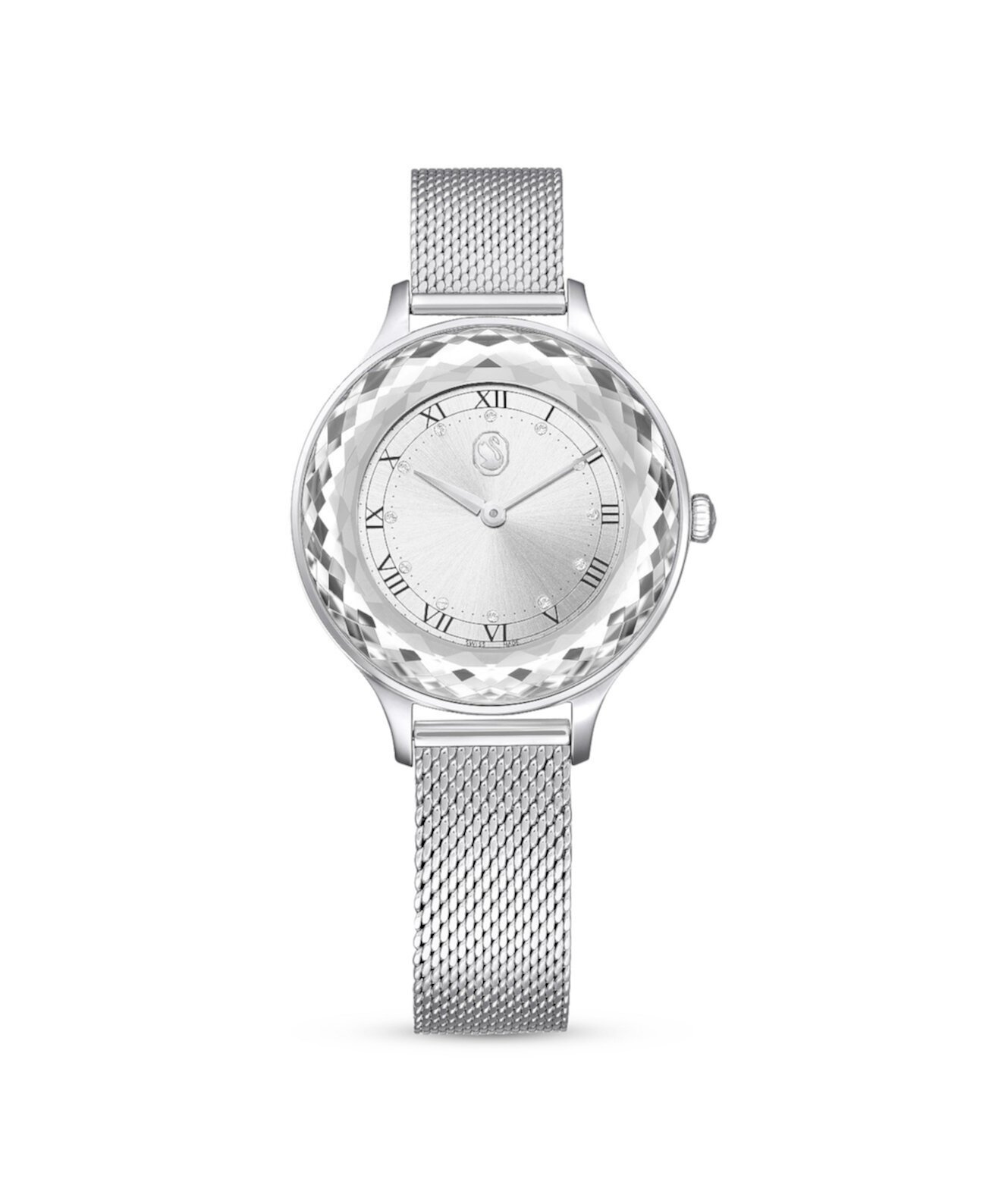Женские аналоговые швейцарские часы Octea Nova, серебристый браслет из нержавеющей стали, 33 мм Swarovski