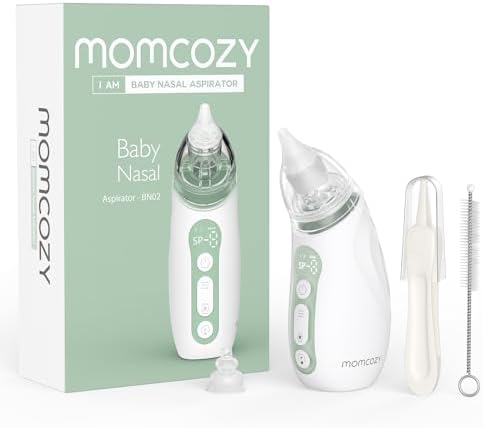 Momcozy Baby Nasal Aspirator, Strong Suction Electric Nasal Aspirator for Baby, Newborn and Toddler, Portable Baby Nose Aspirator Rechargeable with Light and Music, Baby Snot Sucker Momcozy