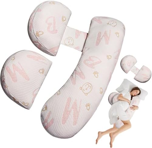 Pregnancy Pillow for Sleeping, Maternity Pillow Support for HIPS, Backs, Legs, Maternity Pillow with Detachable and Adjustable Pillow Cover Oskeray