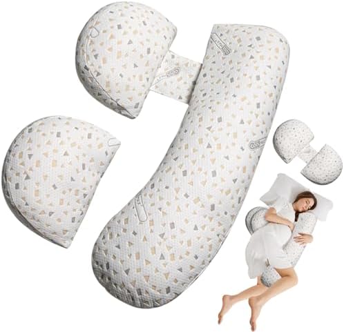 Pregnancy Pillow for Sleeping, Maternity Pillow Support for HIPS, Backs, Legs, Maternity Pillow with Detachable and Adjustable Pillow Cover Oskeray