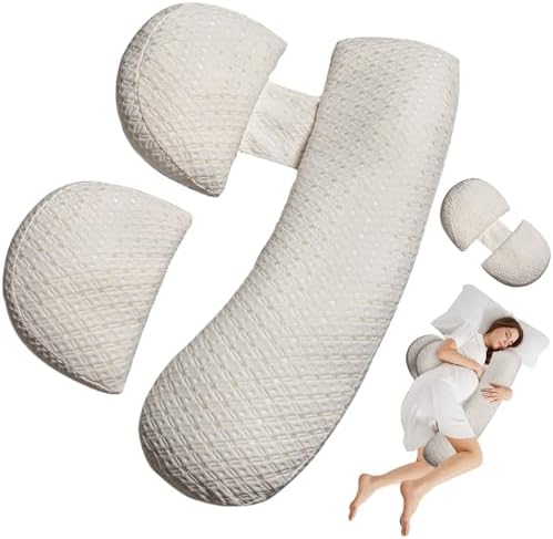 Pregnancy Pillow for Sleeping, Maternity Pillow Support for HIPS, Backs, Legs, Maternity Pillow with Detachable and Adjustable Pillow Cover Oskeray