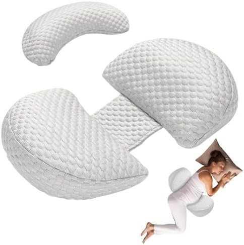 Pregnancy Pillow for Sleeping, Maternity Pillow Support for HIPS, Backs, Legs, Maternity Pillow with Detachable and Adjustable Pillow Cover Oskeray