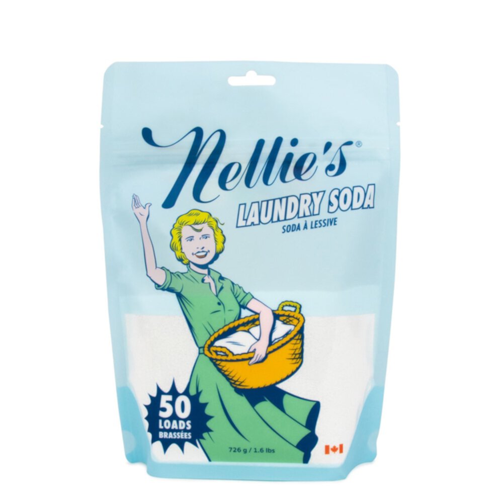 Laundry Soda Septic Safe Powder Detergent Pouch Unscented -- 50 Loads Nellie's