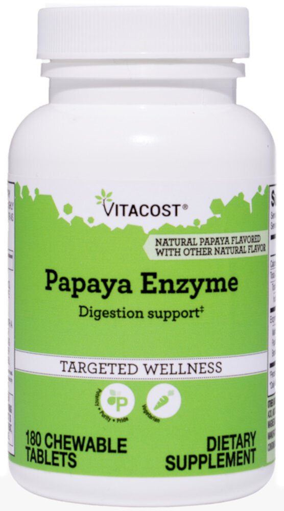 Papaya Enzyme -- 180 Chewable Tablets (Жевательные таблетки) Vitacost