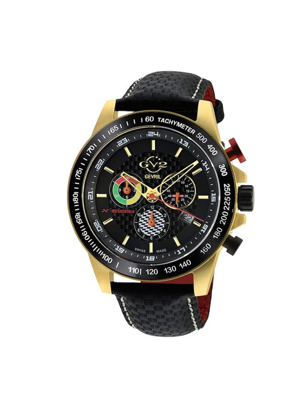 Многофункциональные часы Scuderia с хронографом из нержавеющей стали и кожаного ремешка GV2