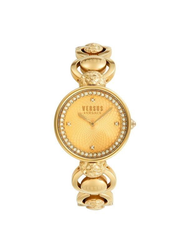 Ювелирные часы-браслет из нержавеющей стали и кристаллов желтого золота 34 мм Versus Versace