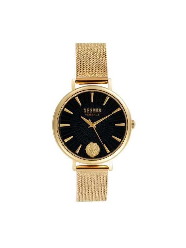 Часы-браслет из нержавеющей стали 34 мм с ионным покрытием желтого золота Versus Versace