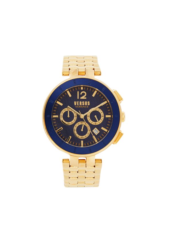 Часы-браслет с хронографом из нержавеющей стали 44 мм с IP-подсветкой золотого цвета Versus Versace