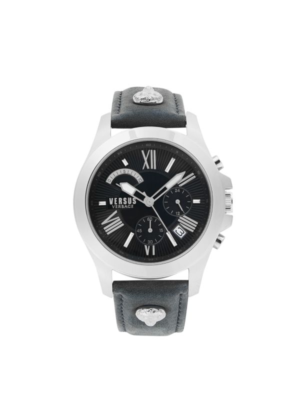 Часы с хронографом из нержавеющей стали, 44 мм, с кожаным ремешком Versus Versace