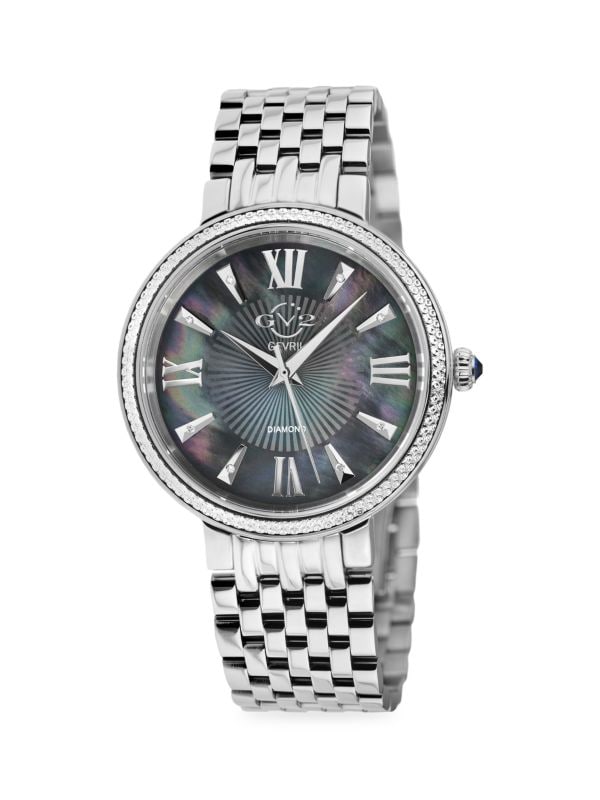 Часы Genoa, позолоченный браслет из нержавеющей стали и бриллиантов, 36 мм Gevril