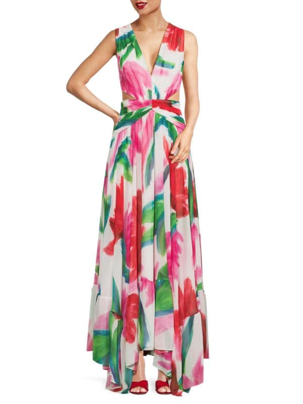 Платье макси Allegro с цветочным вырезом PatBO