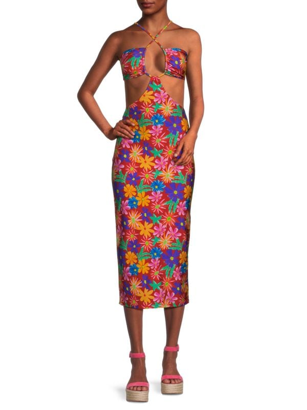 Платье миди с цветочным вырезом Aster PatBO