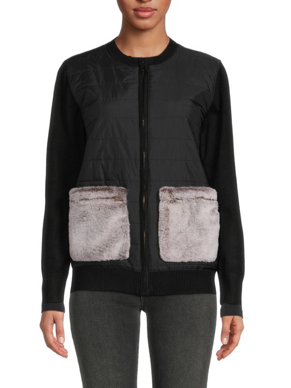 Куртка с карманами из искусственного меха YAL New York