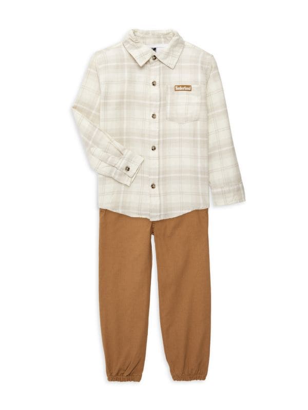 Комплект из двух предметов: рубашка и брюки в клетку для маленького мальчика Timberland
