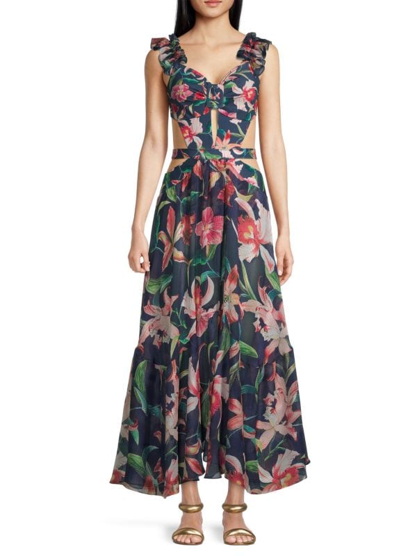 Laelia Floral Cutout Maxi Dress PatBO