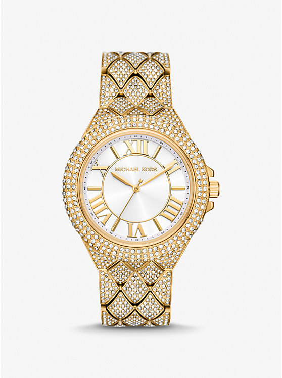 Крупногабаритные золотистые часы Camille Pavé Michael Kors