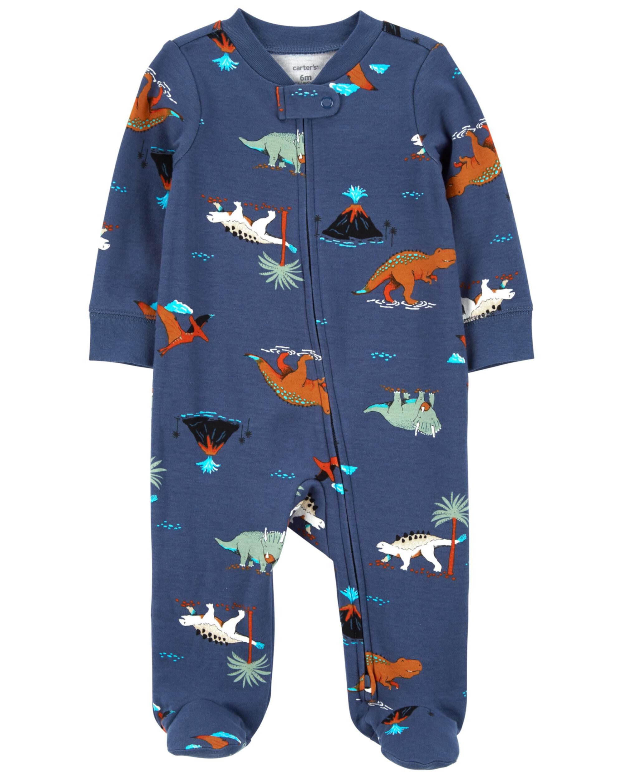 Хлопковая пижама для сна и игр с двусторонней молнией Baby Dinosaurs Carter's
