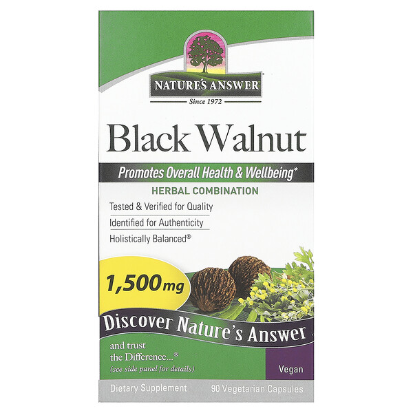 Черный грецкий орех - 1500 мг - 90 вегетарианских капсул - Nature's Answer Nature's Answer
