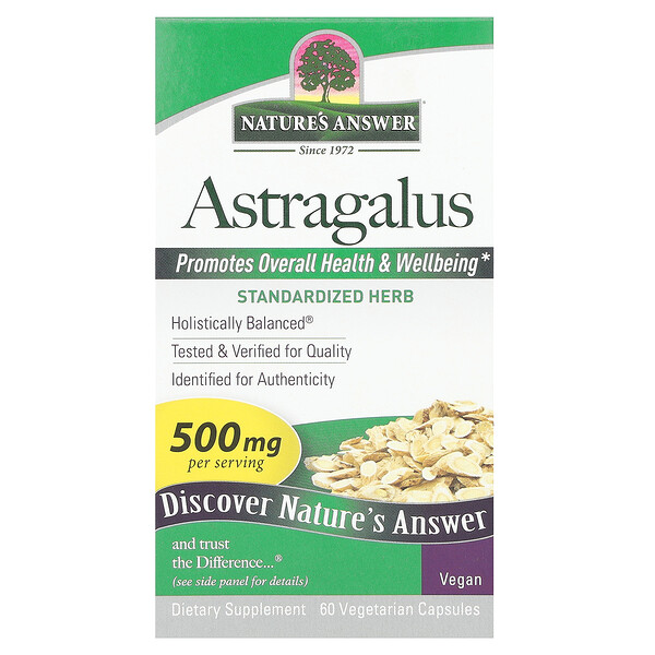 Астрагал, 500 мг, 60 вегетарианских капсул Nature's Answer