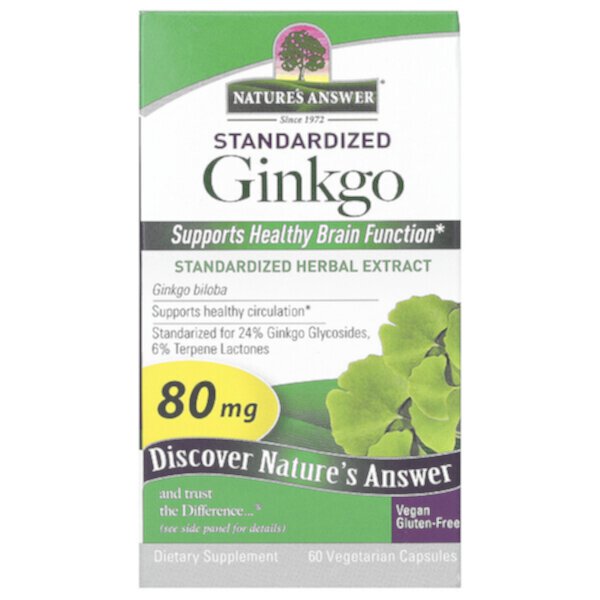 Стандартизированный Гинкго - 80 мг - 60 вегетарианских капсул - Nature's Answer Nature's Answer