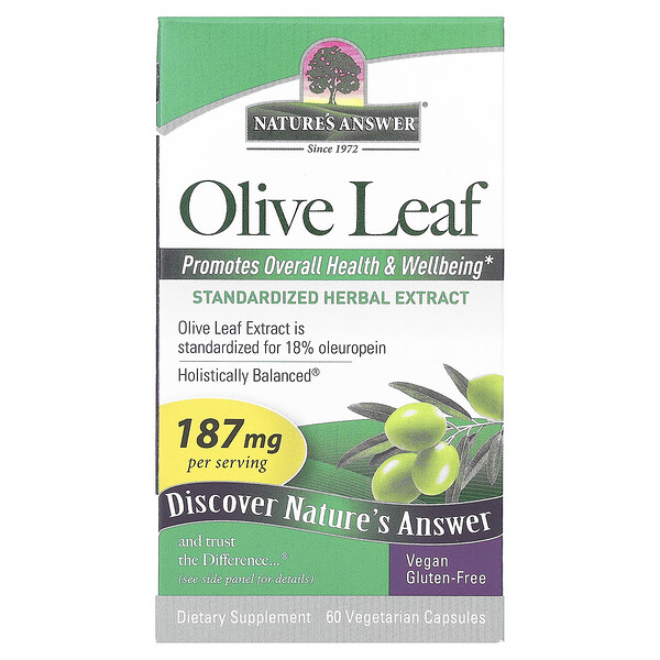 Лист оливы, 187 мг, 60 вегетарианских капсул Nature's Answer