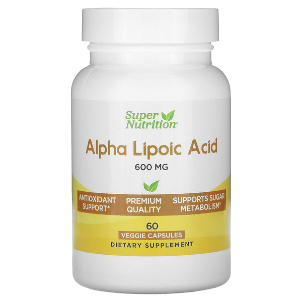 Альфа-липоевая кислота, 600 мг, 60 растительных капсул Super Nutrition