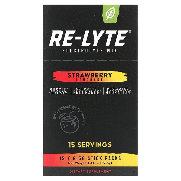 Re-Lyte, Электролитная смесь, клубничный лимонад, 15 упаковок в стиках, по 0,23 унции (6,5 г) каждый Redmond Trading Company