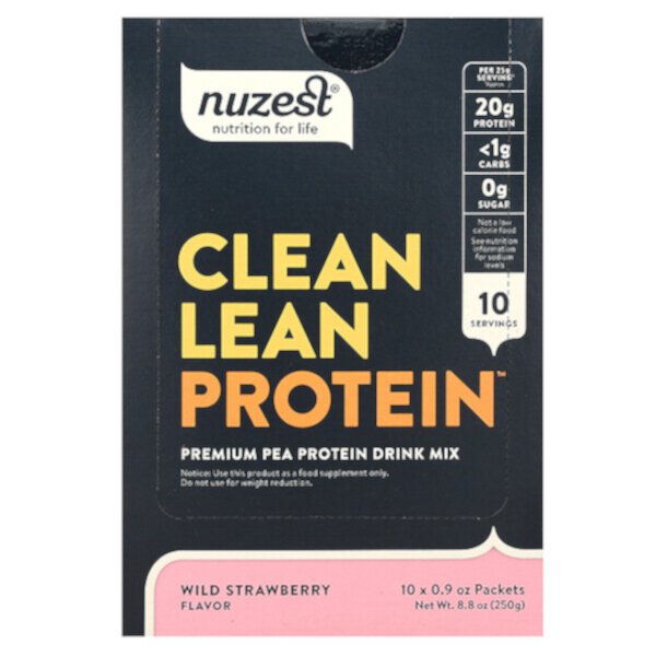 Clean Lean Protein, Дикая клубника, 10 пакетов по 0,9 унции (25 г) каждый Nuzest