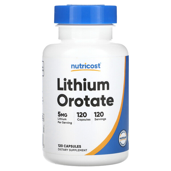 Оротат лития, 5 мг, 120 капсул Nutricost