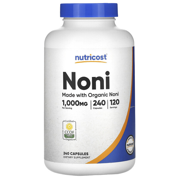 Нони, 1000 мг, 240 капсул (500 мг в капсуле) Nutricost
