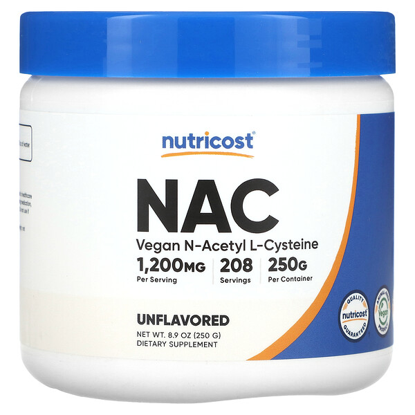 NAC Веган, Неароматизированный - 1200 мг - 250 г - Nutricost Nutricost