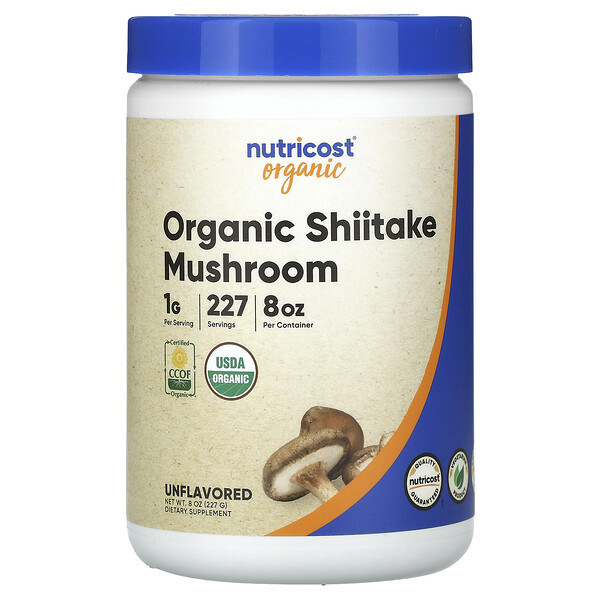 Organic Shiitake Mushroom Powder (Порошок), Unflavored (Без вкуса), 8 oz (Унции) (227 g) Nutricost