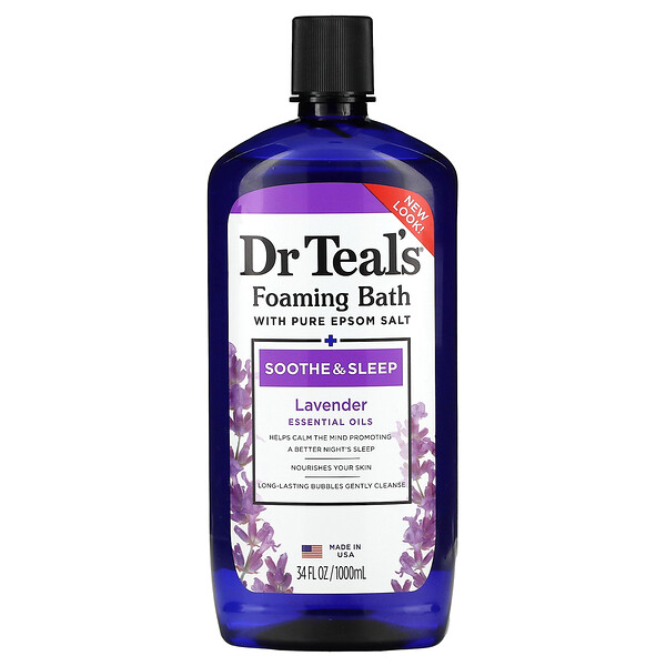 Foaming Bath with Pure Epsom Salt,  Lavender, 34 fl oz (1,000 ml) Dr. Teals