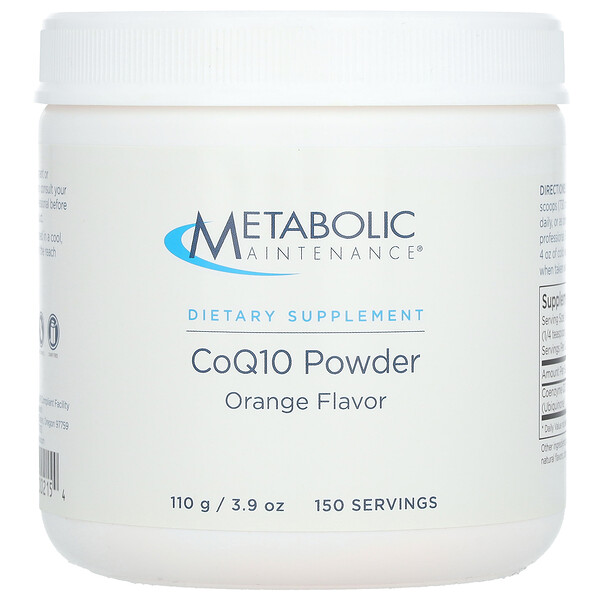 Порошок CoQ10, апельсин, 3,9 унции (110 г) Metabolic Maintenance